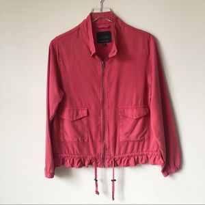 Sanctuary Coral Ruffle Bomber Jacket